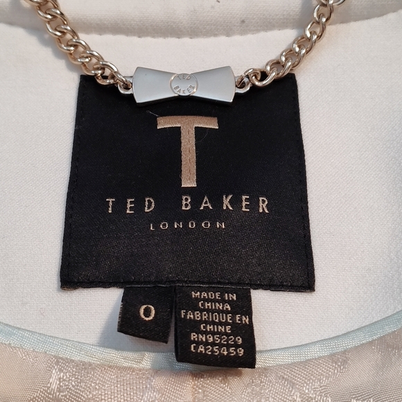 😍EUC TED BAKER LONDON Blubele Sequined Cropped Cocktail Jacket, White/Gold, 0 - Picture 14 of 15